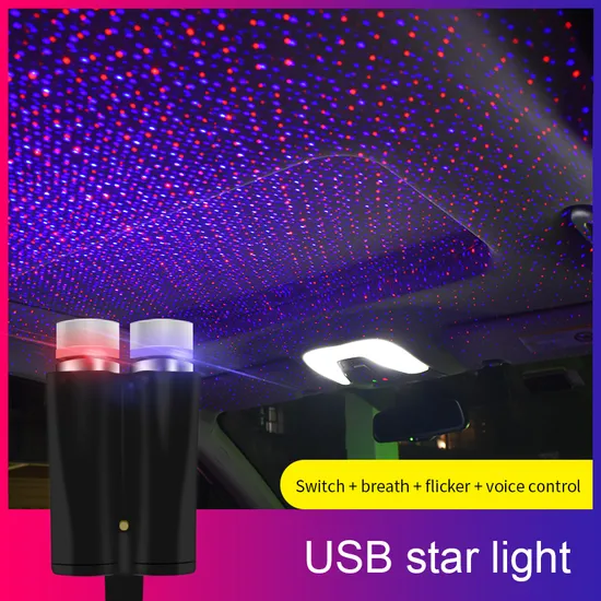 Techo de coche estrella luz Interior LED estrellado láser atmósfera ambiente proyector USB Auto decoración noche hogar Decoración galaxia luces