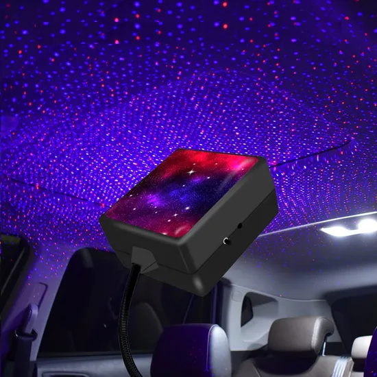 Lente de proyector de cielo estrellado USB, lámpara LED, luz de ambiente automático de neón, luz de estrella de techo de coche ambiental