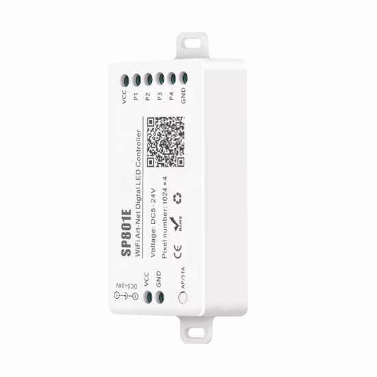 Controlador LED mágico Sp801e WiFi Art-Net Módulo de panel de matriz LED Ws2812b Ws2811 Tira de luz Control inalámbrico Ios Android DC5-24V